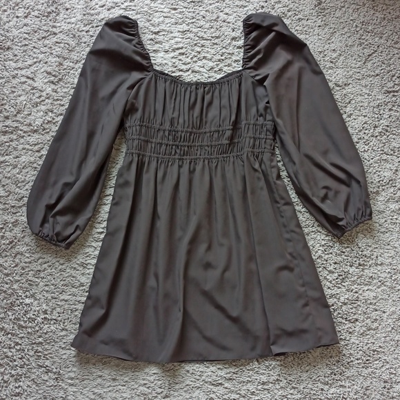 NWT Gianni Bini Brown Boho Long Sleeve Peasant Mini Dress - Picture 3 of 8